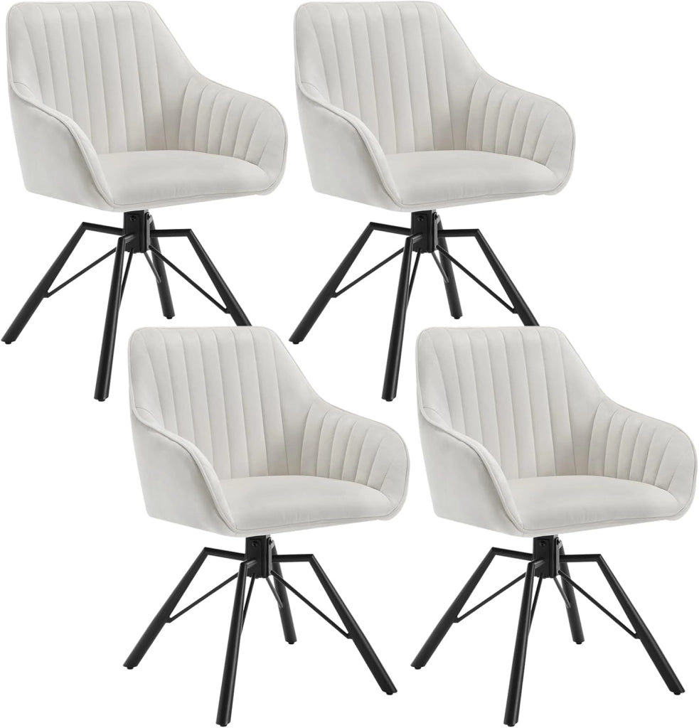 Sedie Sala da Pranzo 6 Pezzi, Sedie Cucina, Sedia Ufficio, Sedie da Pranzo Girevole Moderne con Gambe in Metallo, Seduta in Velluto, per Camera da Letto, Grigio Scuro, EZS12dgr-6