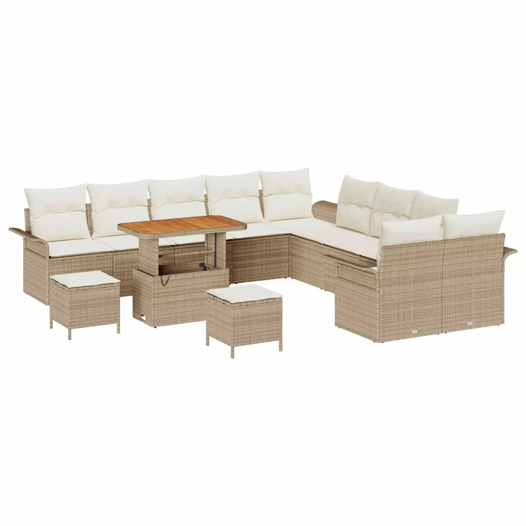 Set Divano da Giardino con cuscino 13 pcs Beige e Crema 3364146