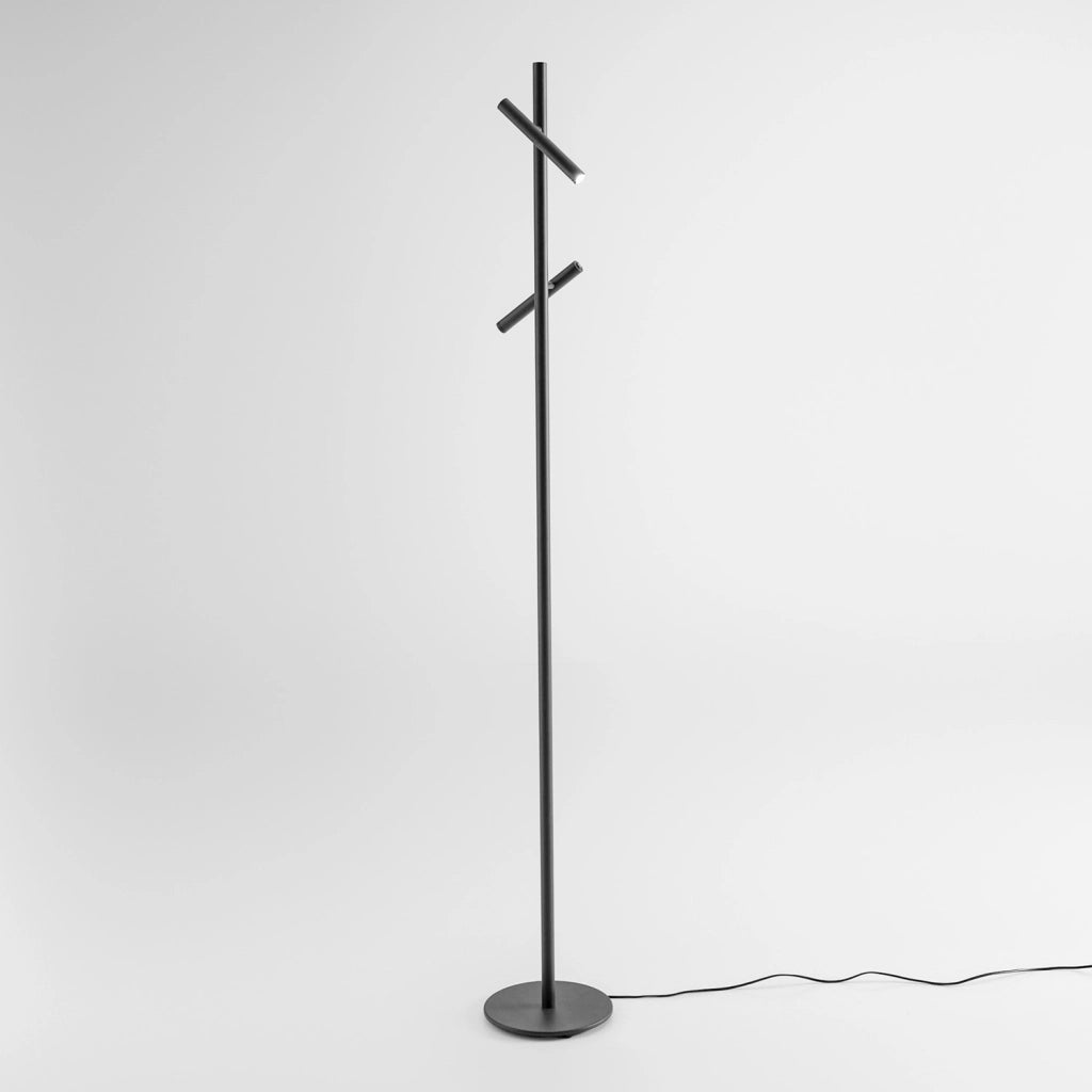 Lampada da Terra GPIN40 - Piantana 10,8W 2 Spot LED Orientabili in Alluminio Nero Opaco 3000K - Gealuce