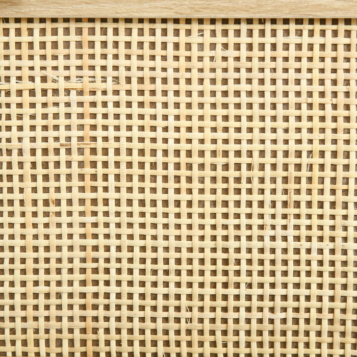 Cassettiera 4 Cassetti 80x38x80 cm in Truciolato e Rattan Nero e Color Legno