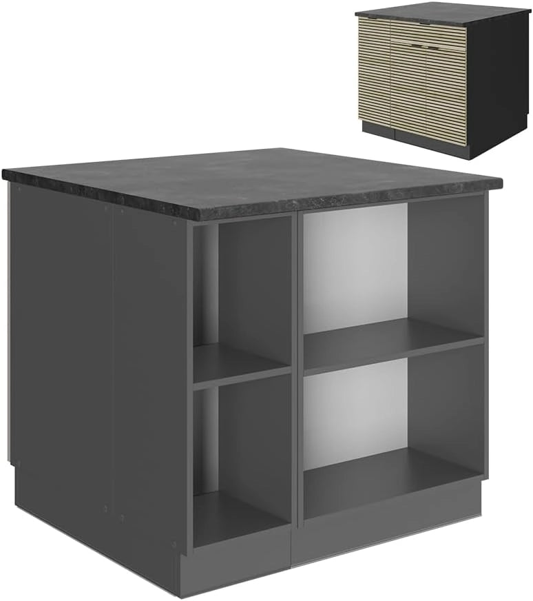 Isola cucina Fame-Line, Pannello in quercia, 90 cm con cassetto, senza piano di lavoro