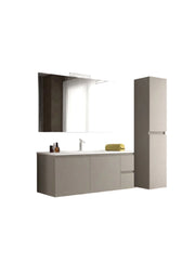 Mobile da Bagno Sospeso con Lavabo 100 cm e Specchio Bali Light 2+2 Tortora