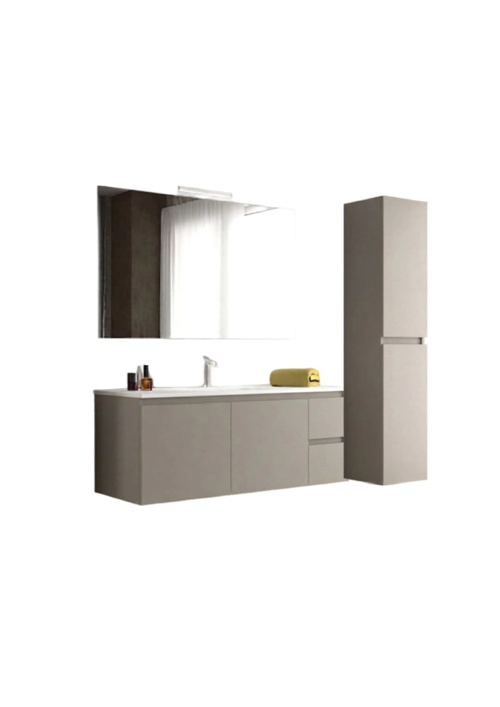 Mobile da Bagno Sospeso con Lavabo 100 cm e Specchio Bali Light 2+2 Tortora