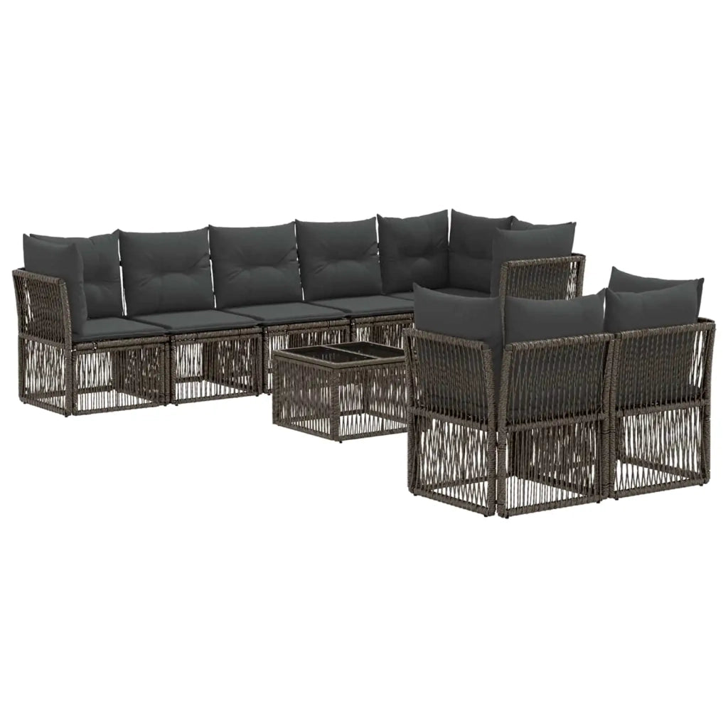 Set Divano da Giardino 9 pcs Grigio polyrattan 3434288