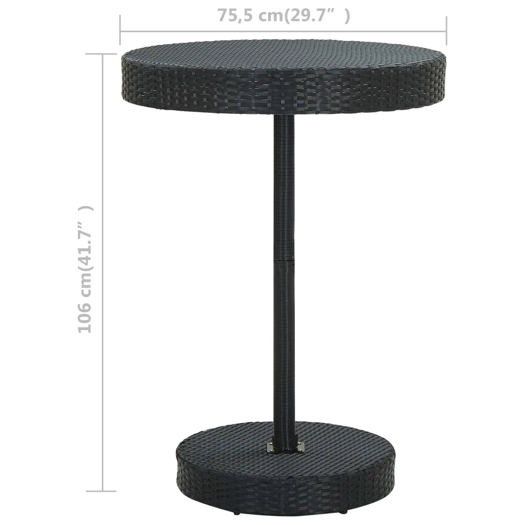 Tavolo da Giardino Nero 75,5x106 cm in Polyrattan 45859