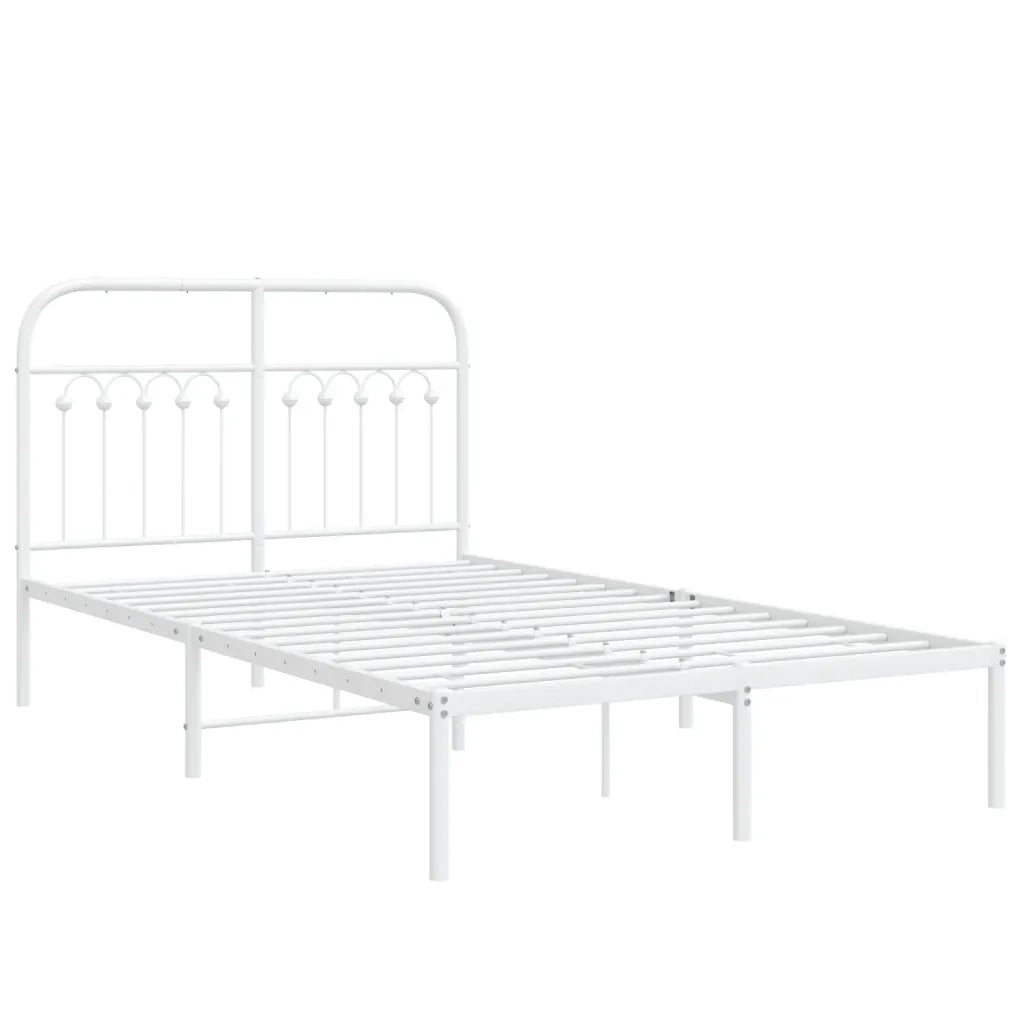 Giroletto con Testiera-Struttura Letto con testiera Metallo Bianco 120x190 cm 874439