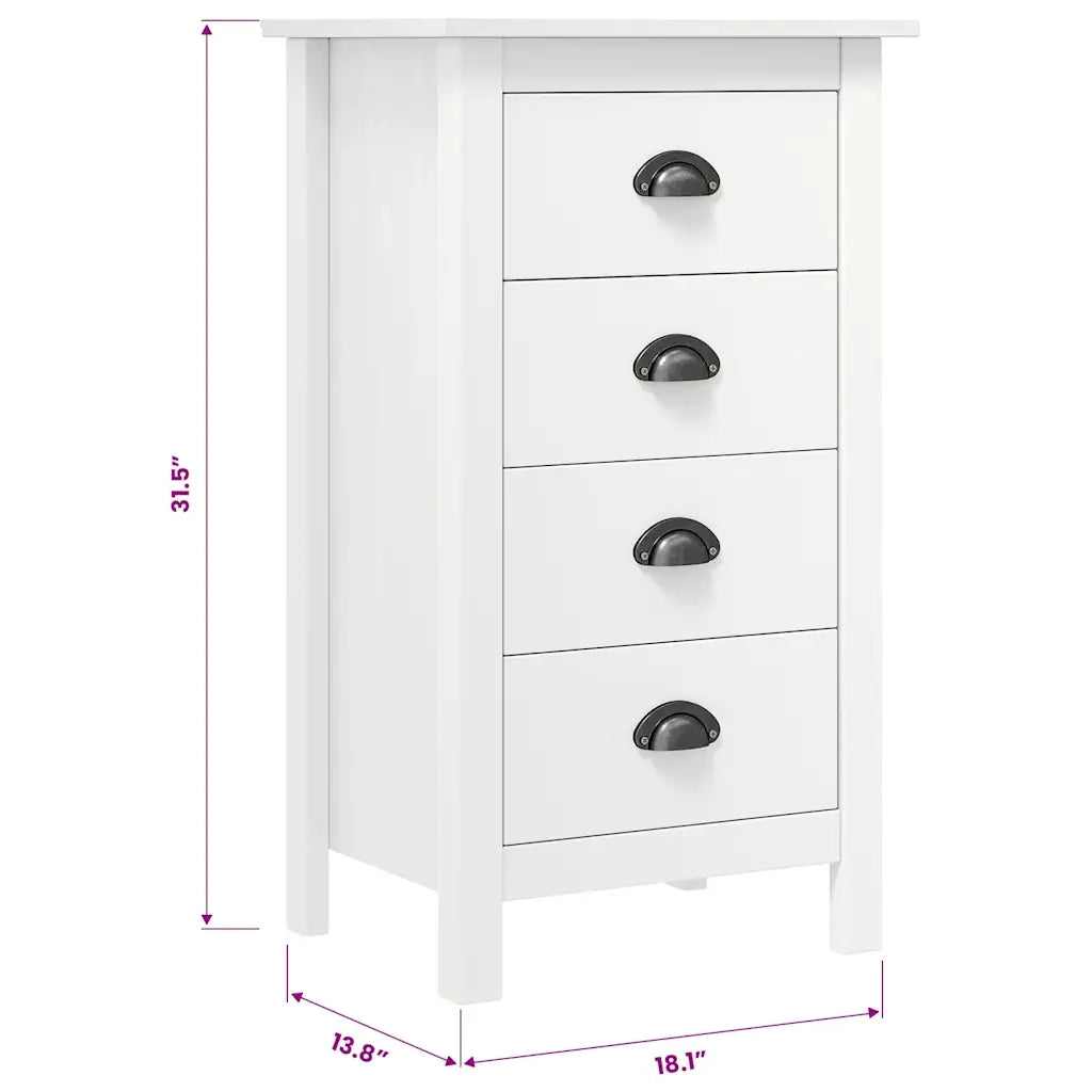 Credenza Hill Bianca 46x35x80 cm in Legno Massello di Pino 288912