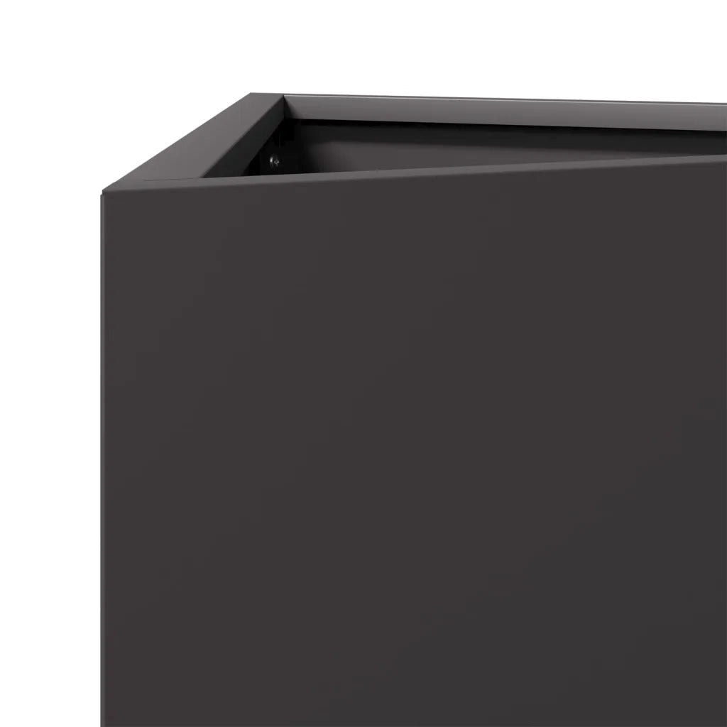 Fioriere da Giardino 2 pz Nere Triangolari 40x34,5x75cm Acciaio 851158