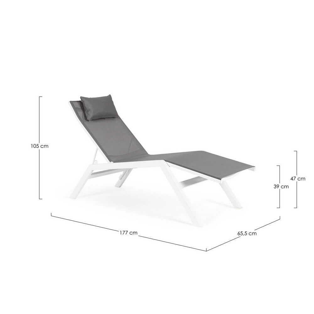 Chaise Longue da Esterno con Poggiatesta in Alluminio e Textilene - SOLIDITY