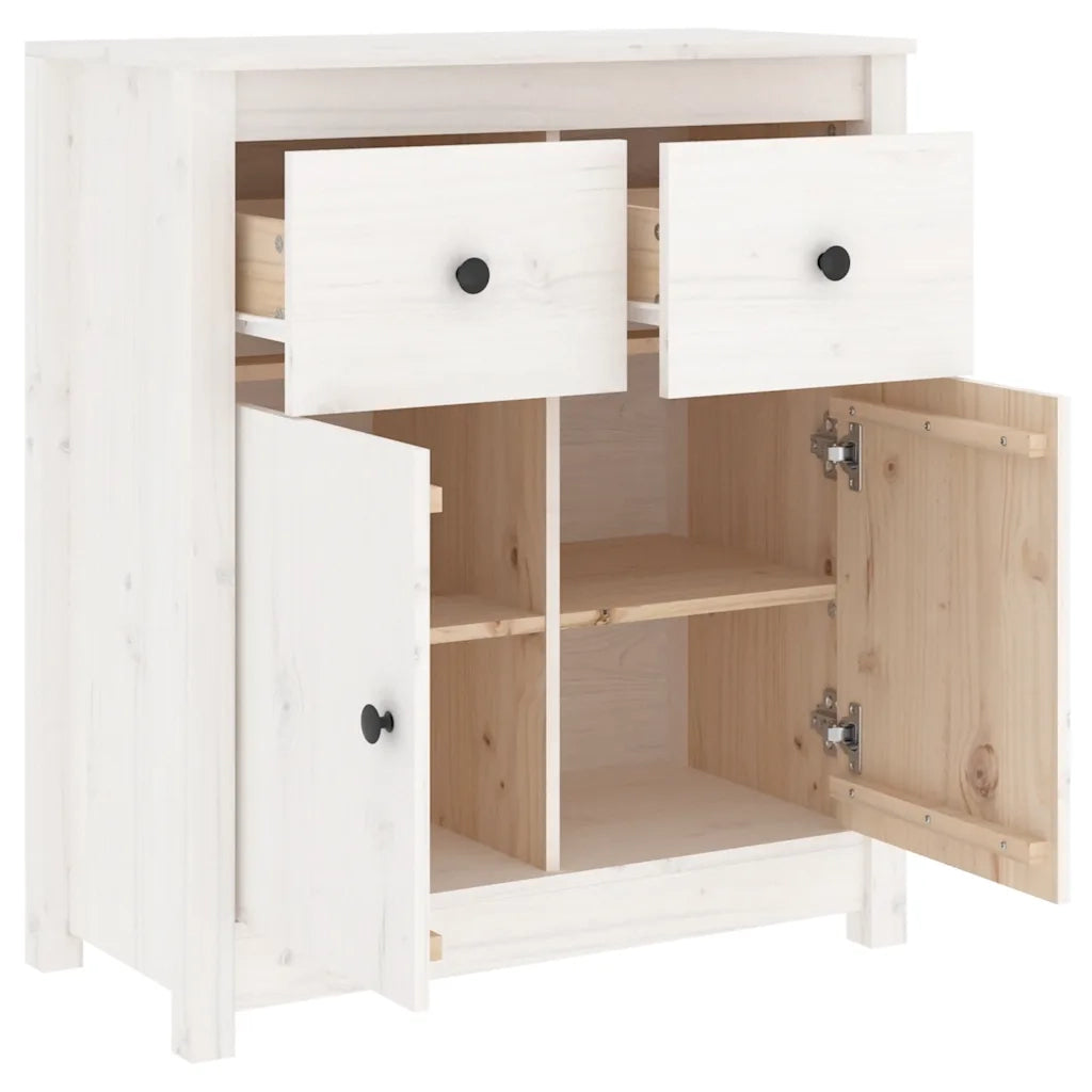 Credenza Bianca 70x35x80 cm in Legno Massello di Pino 813750