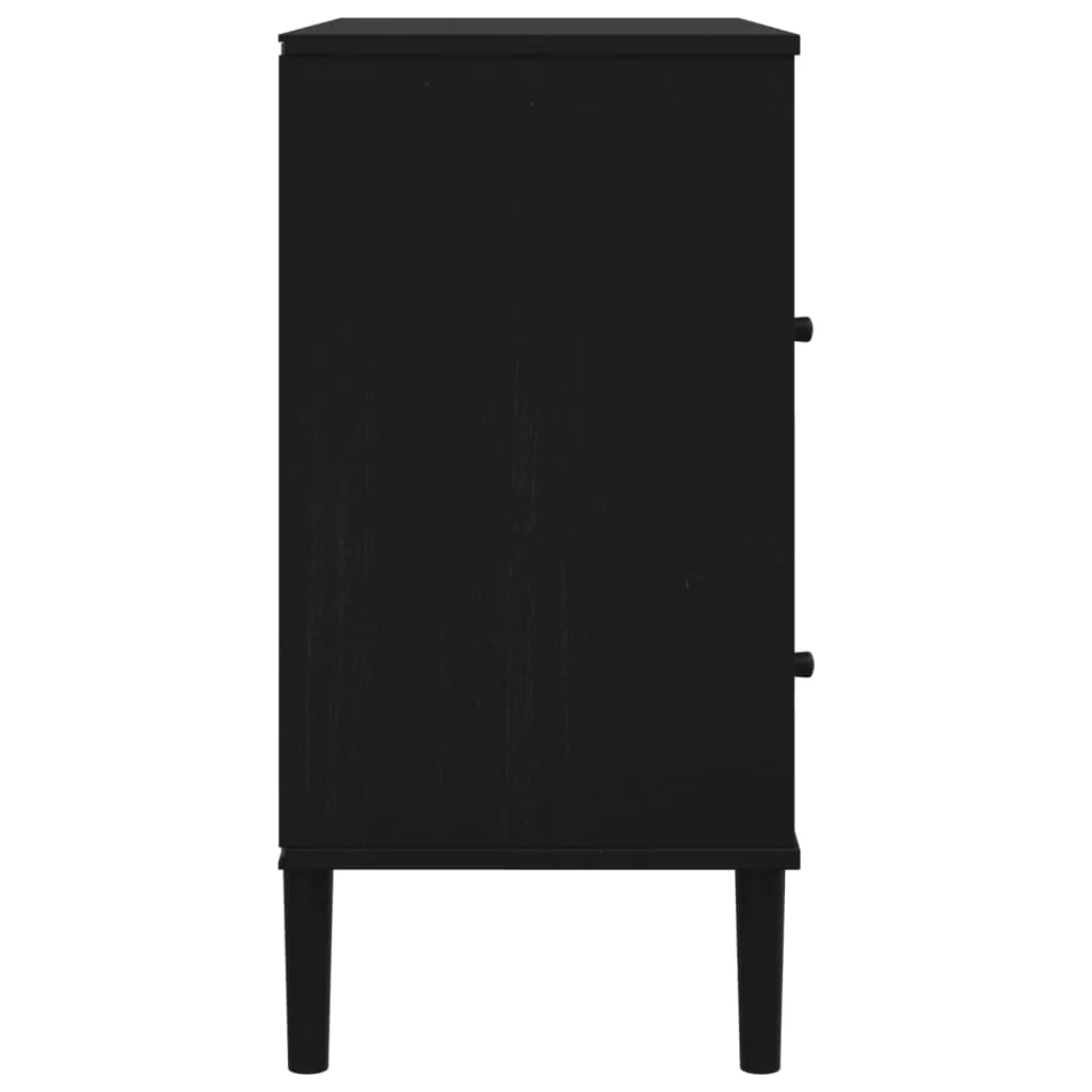 Buffet credenza cassettiera armadio mobile contenitore organizer per cucina soggiorno salotto effetto rattan 80 x 40 x 80 cm legno massello di pino nero 02_0036239
