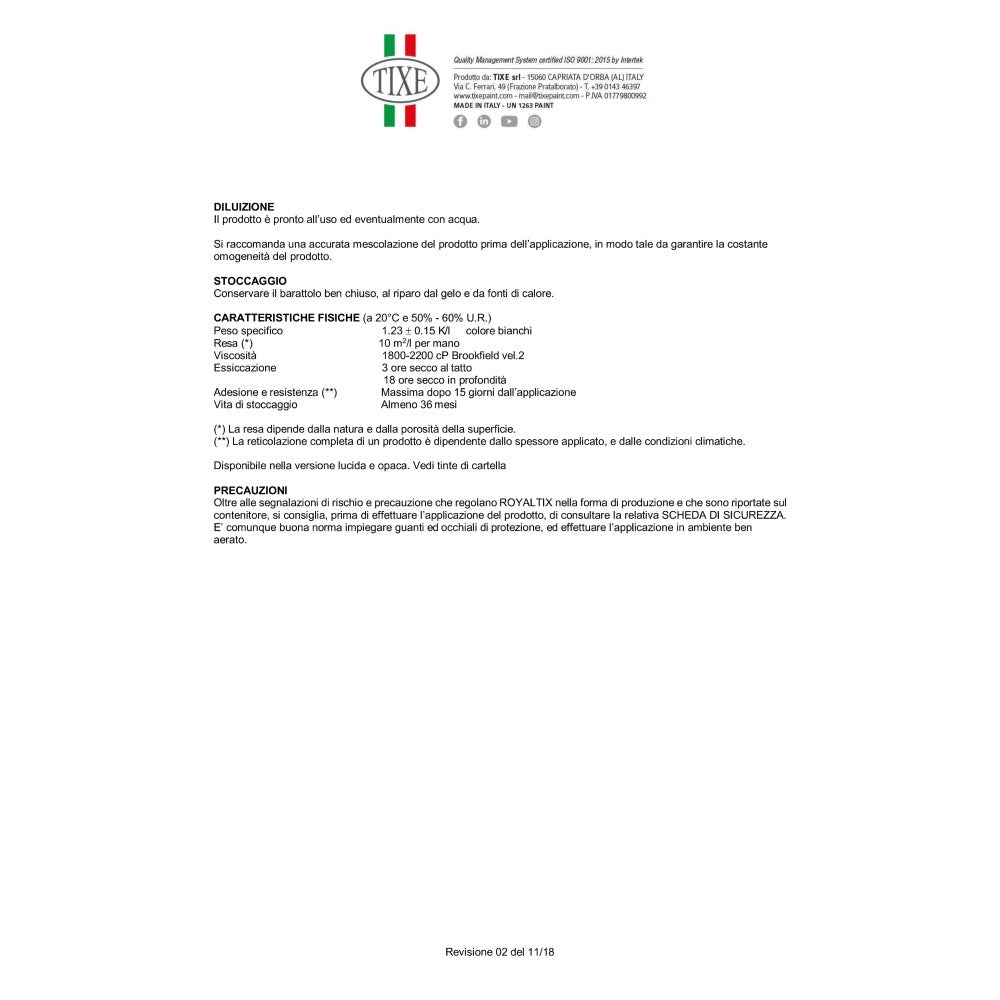 Royaltix 750ml, tutti i ral serie 3000, smalto all' acqua vernice diretta su lamiera, acciaio e alluminio, brillantezza