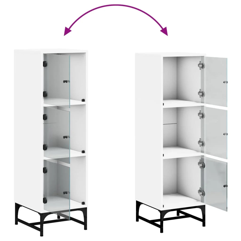 Buffet credenza cassettiera mobiletto mobile contenitore organizer per cucina soggiorno salotto con ante in vetro 35 x 37 x 120 cm bianco 02_0030108