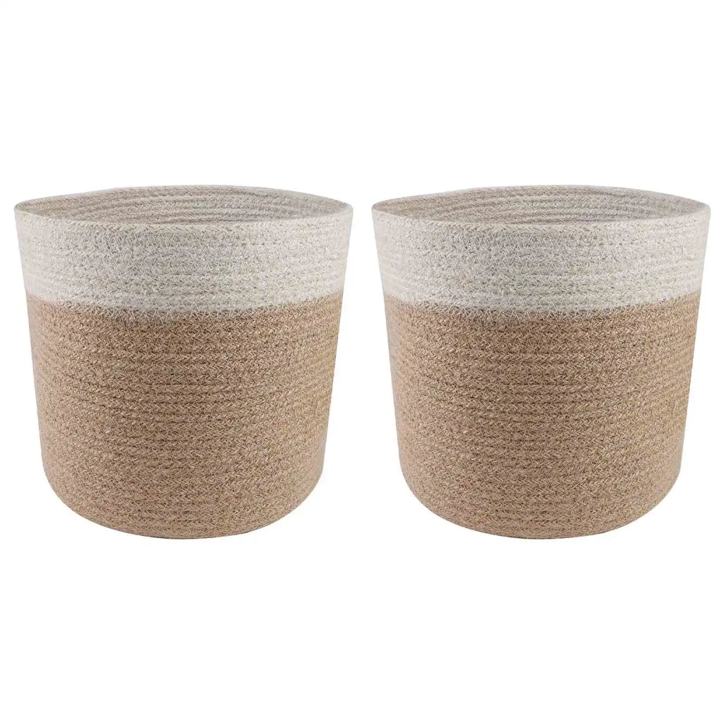 Set di Vasi per Piante 2 pcs Naturale e Bianco Ø 21 x 21 cm