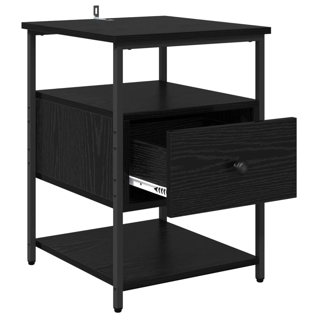 Armadio da Notte con cassetto 2 pcs Rovere Nero 40 x 42 x 56 cm 881879