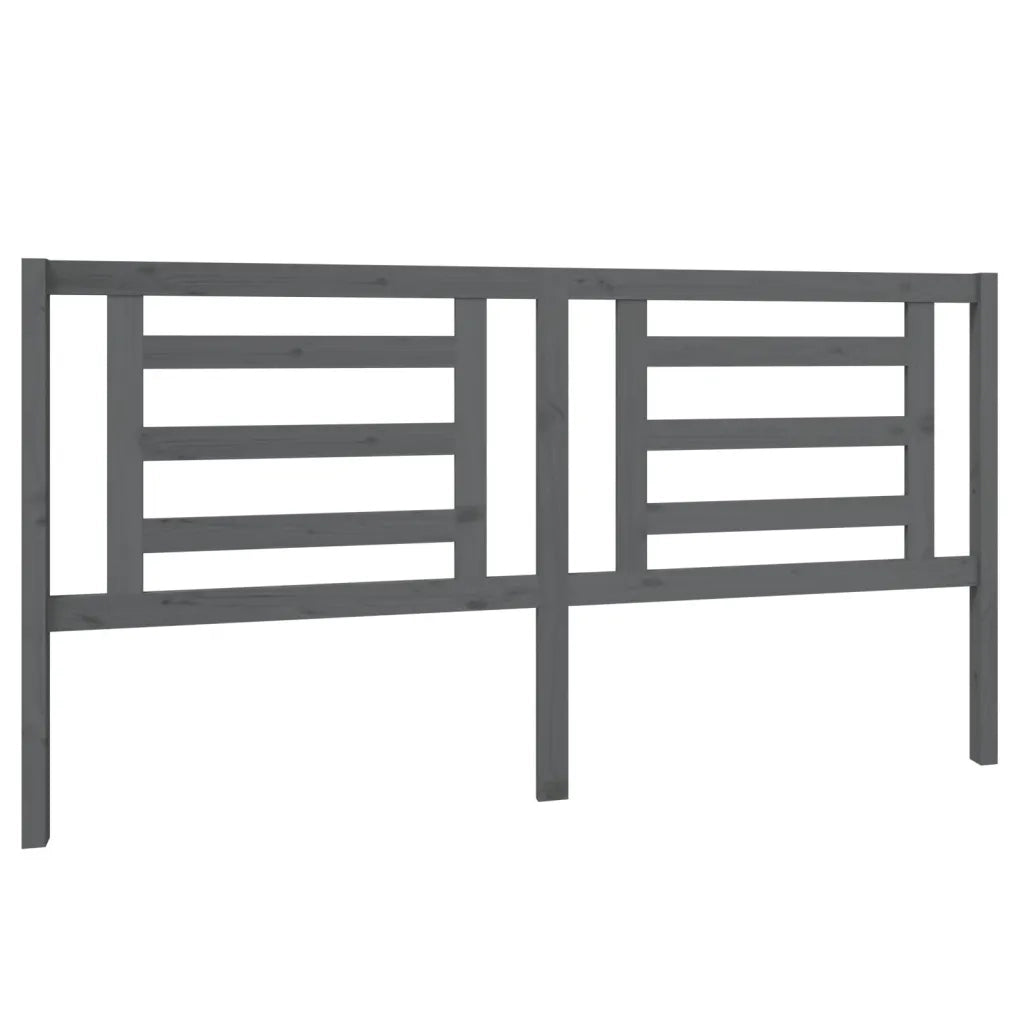 Testiera per Letto Grigia 186x4x100cm in Legno Massello di Pino 818837