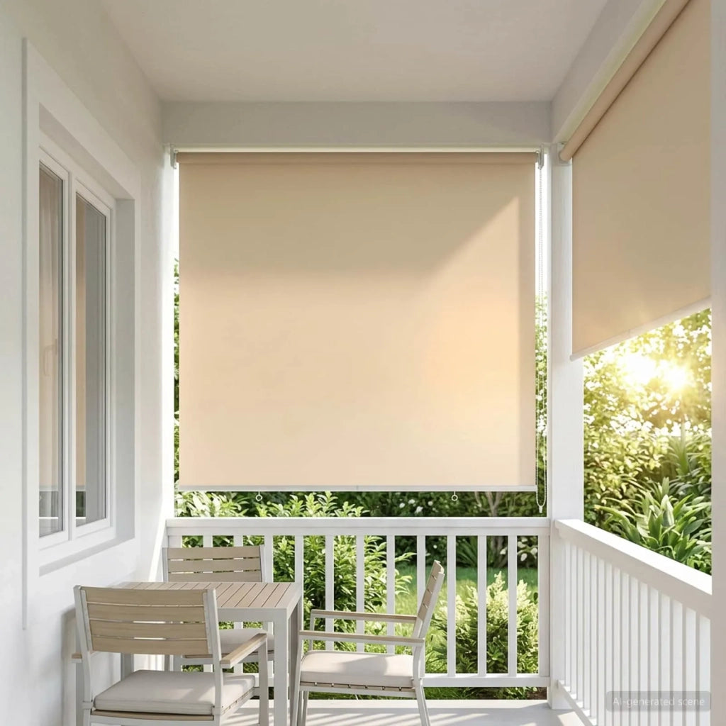 Voletta a rullo | Tenda a rullo con protezione UV Beige 120 x 140 cm Poliestere
