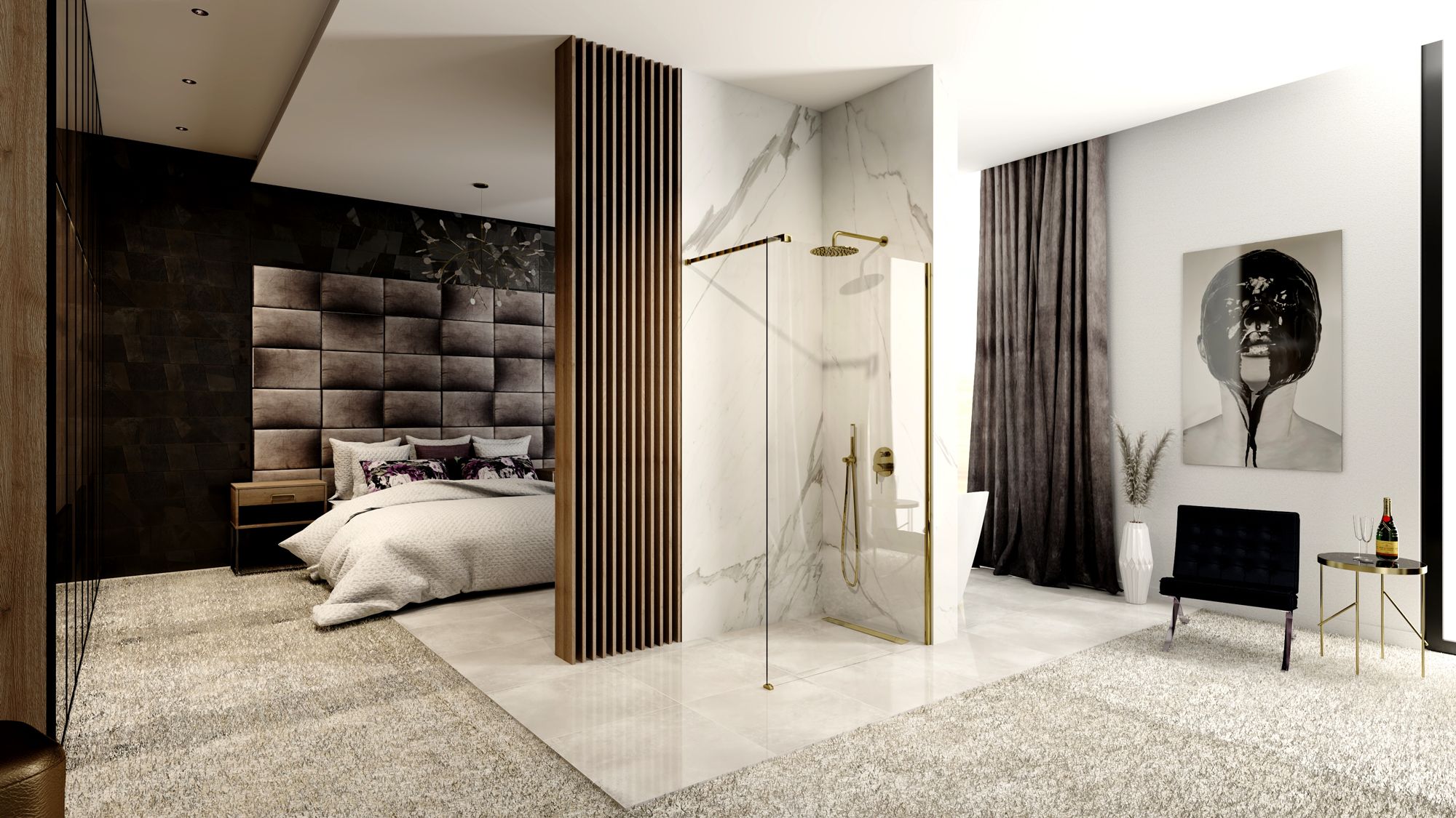 Parete Doccia Rea Aero Gold 120 Walk In