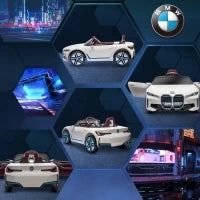 Macchina Elettrica per Bambini 3-6 Anni con Licenza BMW con Telecomando, Clacson e Fari, 115x67x45 cm, Bianca