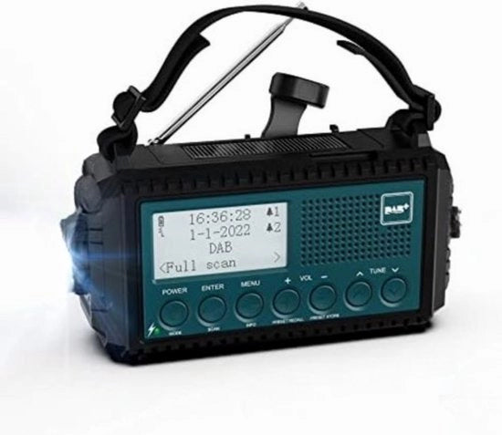 Radio Solare - Riscaldabile e a Batterie - Design Blu per Emergenze