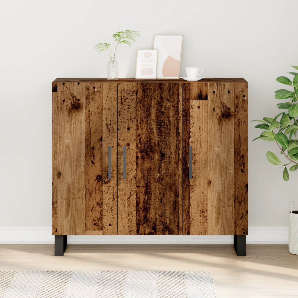 Mobile con 3 Ante in Legno Vecchio 90x34x80 cm in Legno Ingegnerizzato