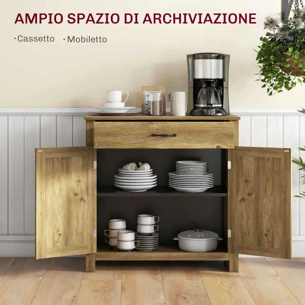Credenza Cucina con 2 Ante e Cassetto ¨C Zephmum ¨C Legno 80x40x80