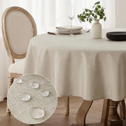 Tavolino coprifuoco circolare circa 160 cm diametro coprifuochi lavabili look lino beige coprifuoco impermeabile coprifuochi per tavolo da giardino coprifuoco per campeggio, matrimoni, compleanni