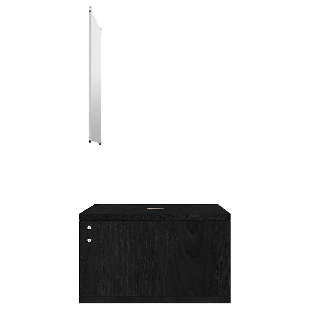 Set Mobili da Bagno | Armadio da bagno 2 pz Nero in Legno Multistrato