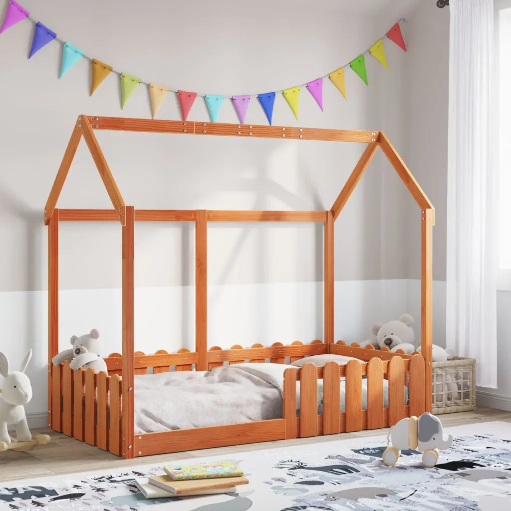 Giroletto Casetta Bambini Marrone Cera 80x160 cm Massello Pino 850697