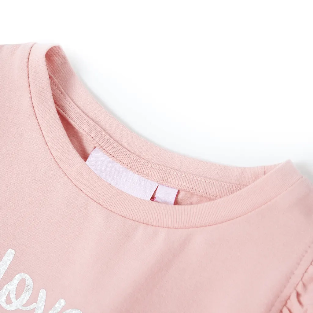 Maglietta da Bambina con Maniche Volant Rosa Chiaro 116cod mxl 85329