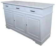 Credenza madia buffet in legno massiccio Shabby chic 3 ante mod Beverly bianco anticato