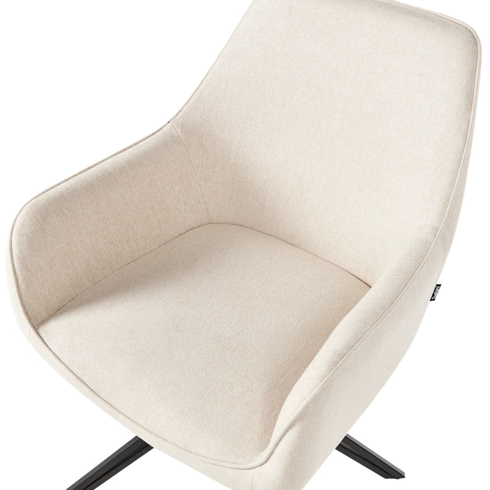 Set di 2 Sedute imbottite in tessuto beige gambe in metallo girevoli in stile retrò