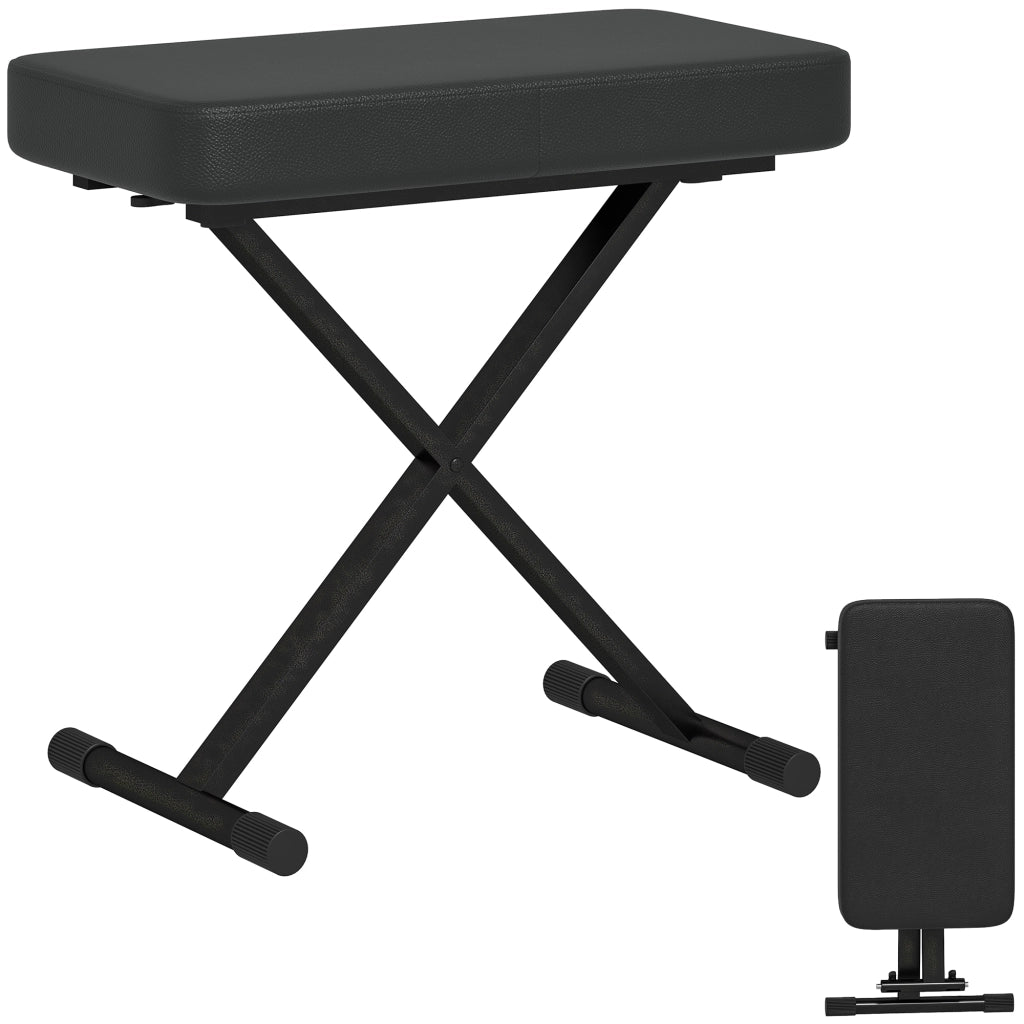 Sgabello per Pianoforte Pieghevole e Regolabile 60x32x53-63 cm in Pelle PU Nero