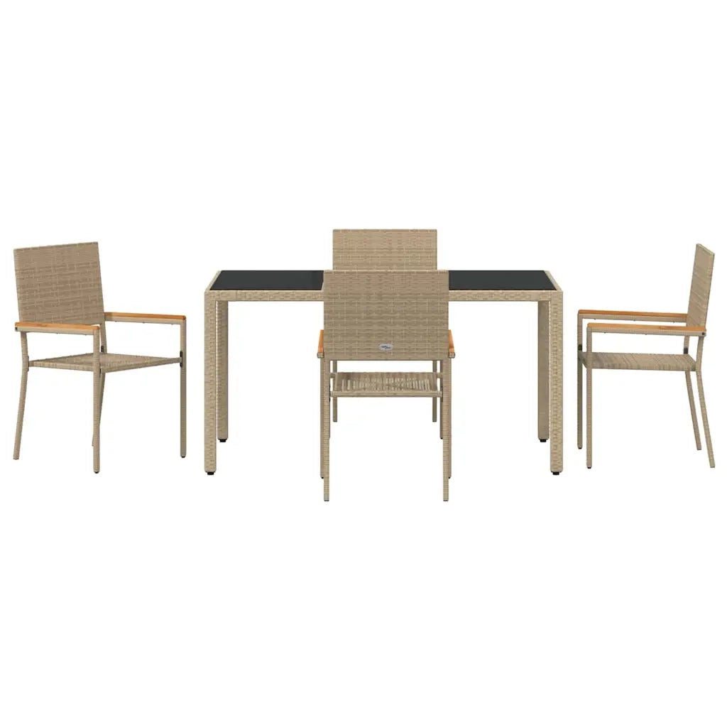Set da Pranzo per Giardino 5 pcs Beige polyrattan 3365392