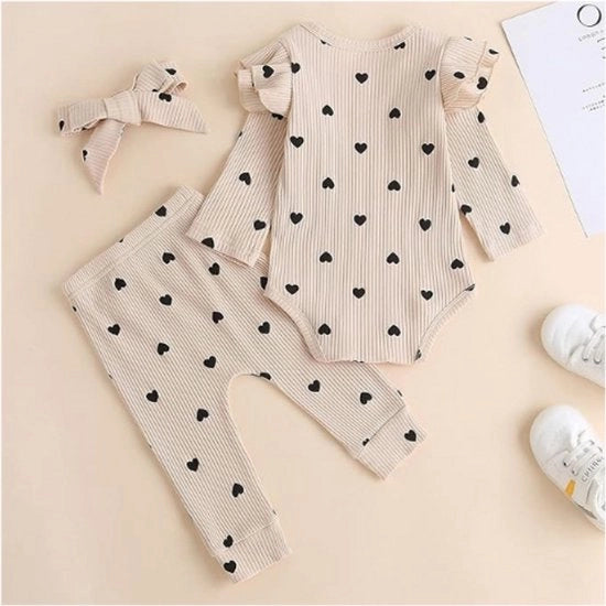 Set di abbigliamento per bambini - Romper con top con rucheggio e pantaloni corti in jeans - Set di abbigliamento per bambini da 3 a 24 mesi