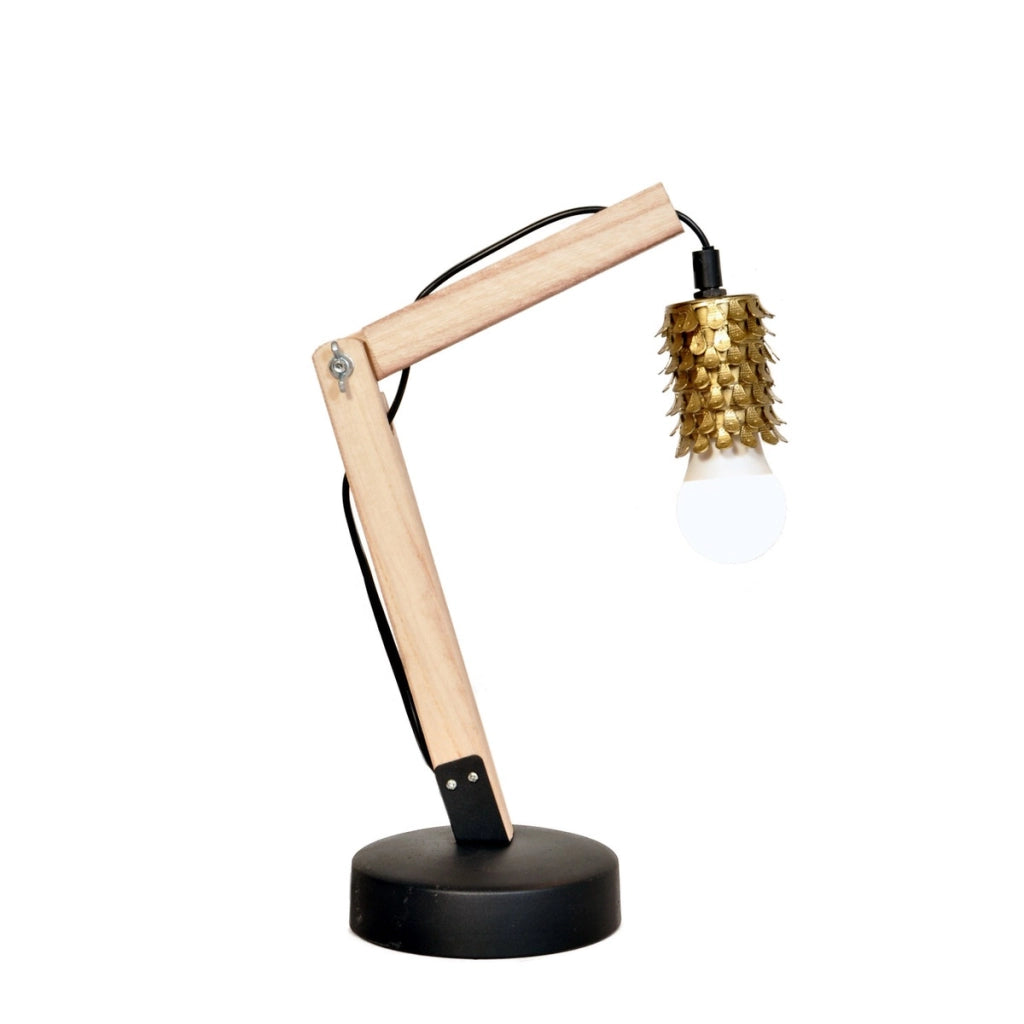 Lampada da tavolo Rossa IV in legno e metallo dorato
