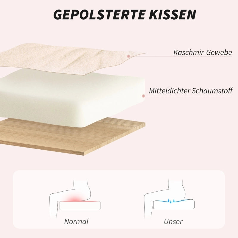 Sedia da ufficio ergonomica girevole con schienale imbottito, funzione oscillante e braccioli in poliestere crema