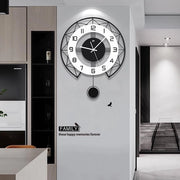 Orologio a muro in legno con funzionamento batteria silenzioso - Dimensioni grandi 52x43 cm in nero elegante - Design semplice orologio a muro per soggiorno, cucina e ufficio - Silenzioso e facile da installare