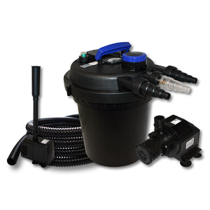 Set per laghetti 6000l Filtro a pressione Chiarificatore UVC 11W Tubo 25m Pompa 65W Pompa fontana