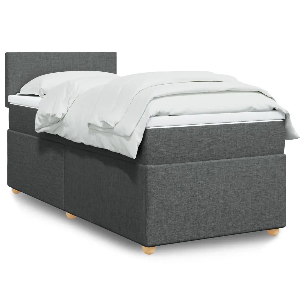 Letto a Molle con Materasso Grigio Scuro Singolo in Tessuto 3286856