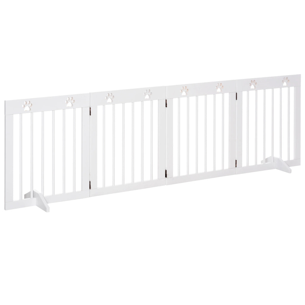 Barriera per Cani Pieghevole 4 Pannelli ¨C Zephmum ¨C Bianco 204x61 cm