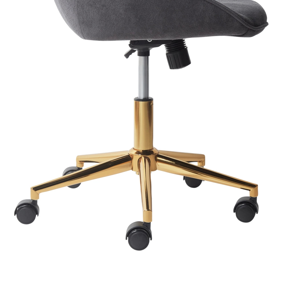 Sedia da ufficio Velluto grigio scuro Funzione girevole regolabile Gambe in metallo Arredamento da ufficio elegante