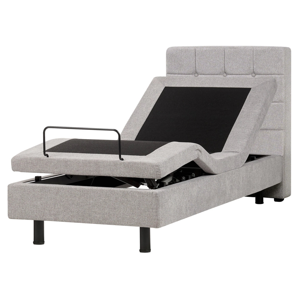 Letto Tessuto Grigio Chiaro Elettrico Regolabile con Telecomando 80 x 200 cm
