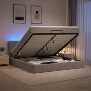 Letto Ottomano con Materasso e LED Tortora 180 x 200 cm Tessuto 3456930