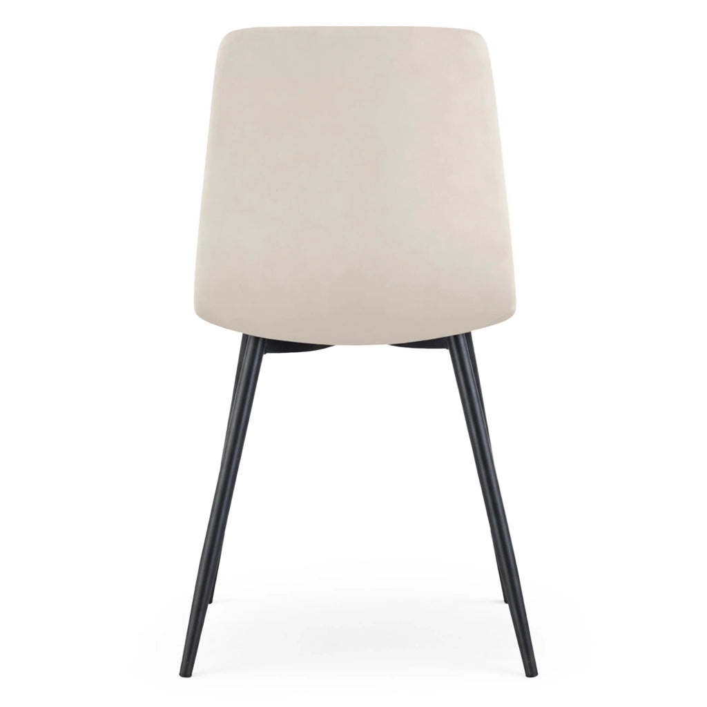 Set di 8 Sedie in velluto trapuntate LIVO Beige gambe nere
