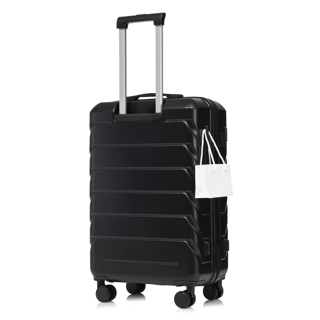 Set di 4 Valigie Rigide in ABS Nero con Beauty Case da 14" e Ganci Laterali