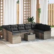 Set Divano da Giardino con archiviazione 10 pcs Nero polyrattan 3354198