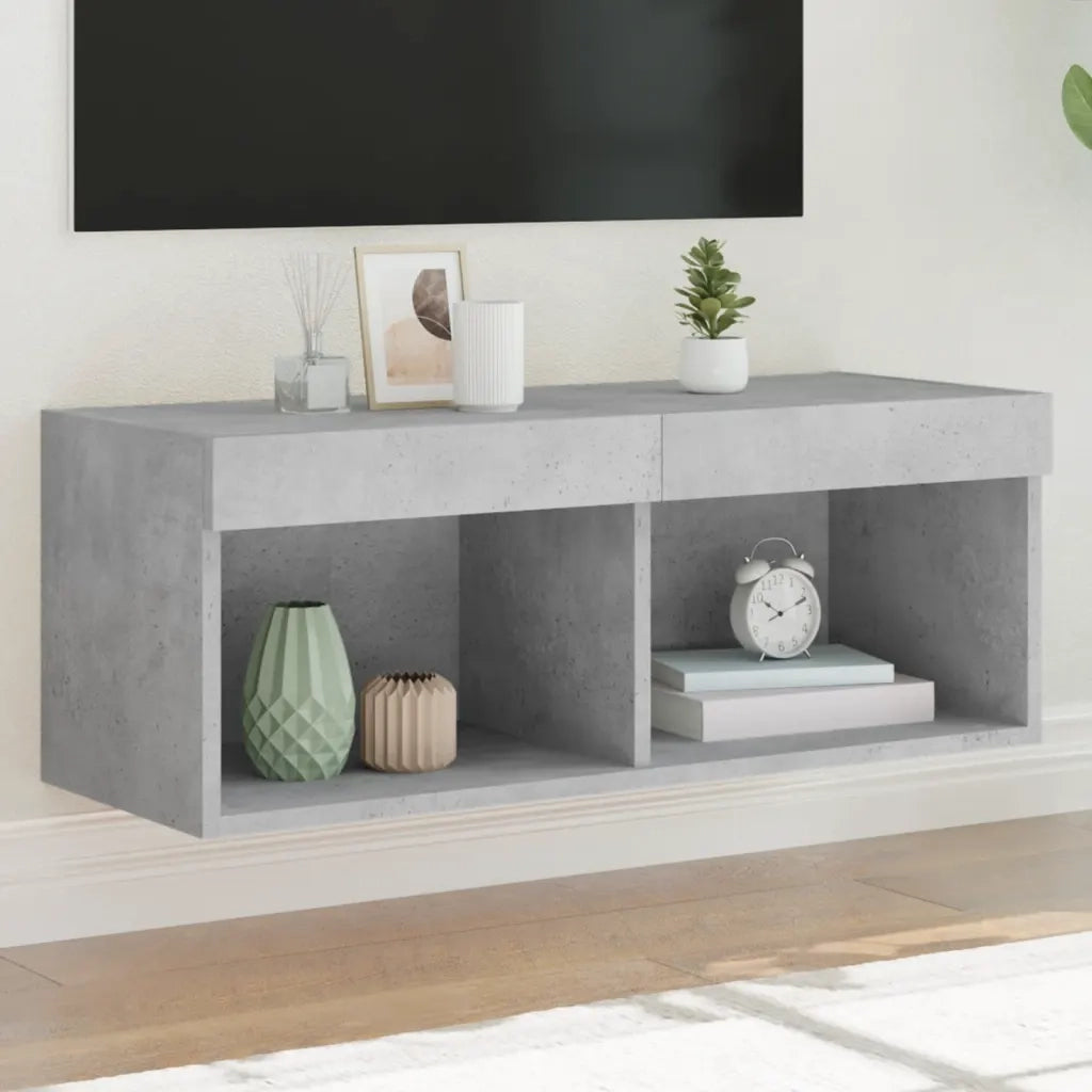 Mobile Porta TV con Luci LED Grigio Cemento 80x30x30 cm 837147