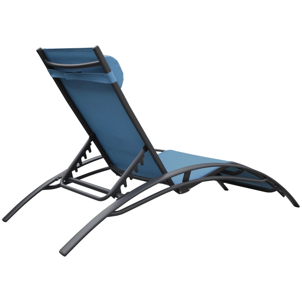 Set di 2 sedie a sdraio GALAPAGOS in textilene grigio-blu - alluminio grigio antracite