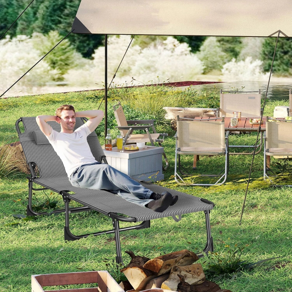 Lettino prendisole con tetto, sdraio da giardino, pieghevole, con cuscino e tasca laterale e schienale regolabile, protezione solare, sedia da giardino, sedia a sdraio, per spiaggia, giardino